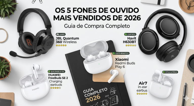 🎧 Os 5 Fones de Ouvido Mais Vendidos de 2026: Guia de Compra Completo